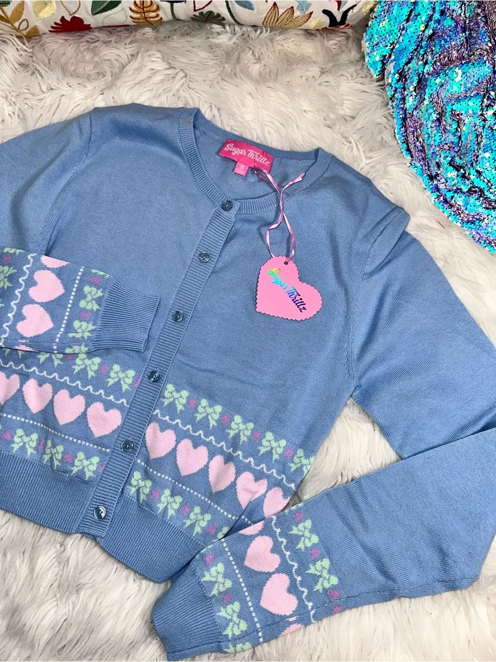Dolls Kill • Sugar Thrillz Pastel Passion For You Intarsia Knit Sweater
