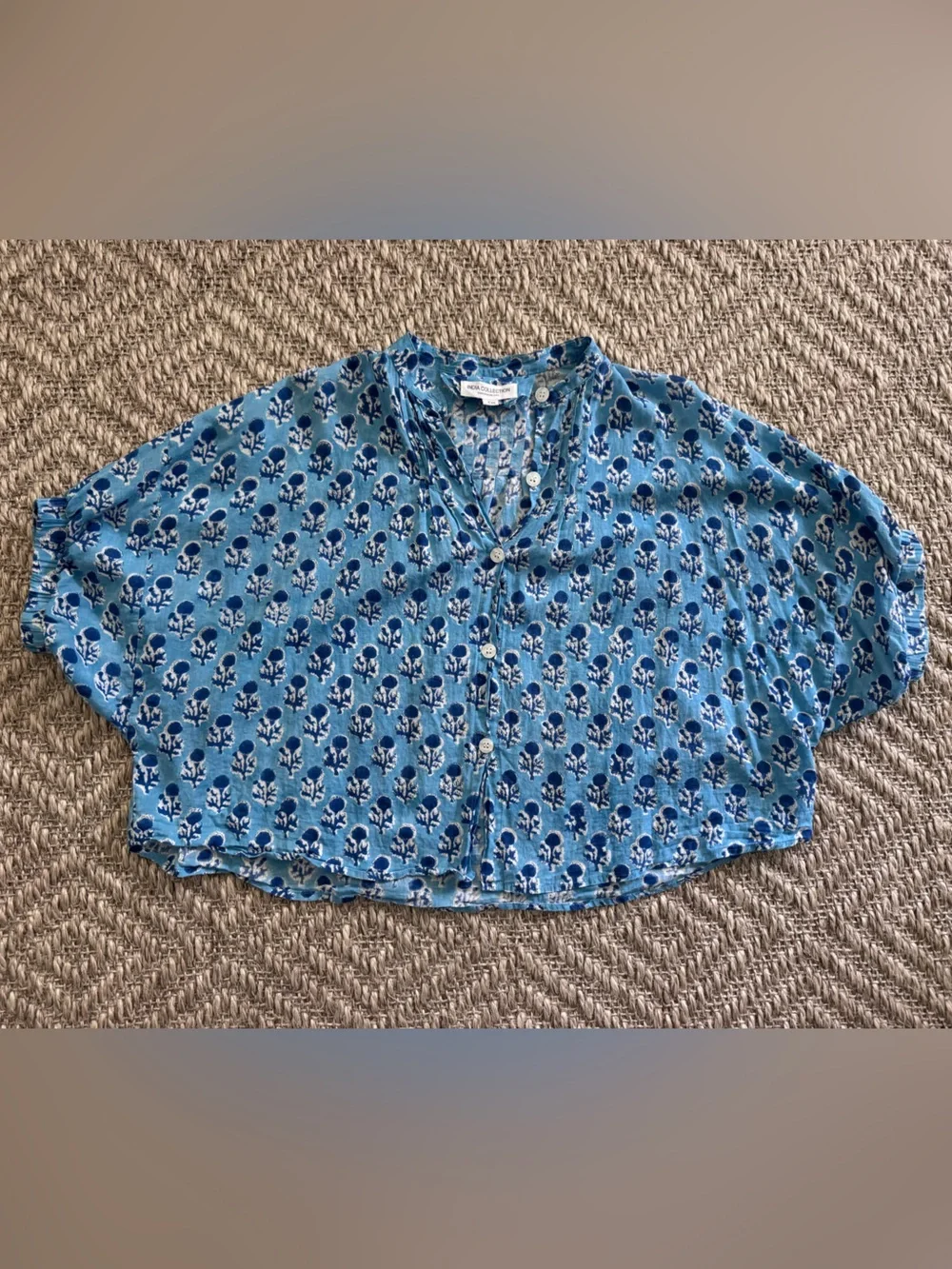 Emerson Fry India Collection Mandarin Collar Top OS