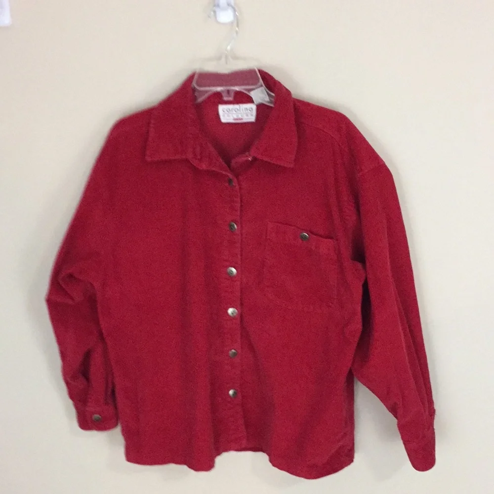 Carolina Colours Plus Red Corduroy Button Up Shirt Size 16