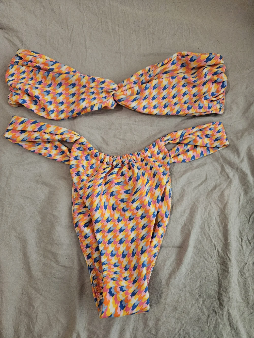 Kulani Kinis Strapless Twist Bikini Set in Pink Multi