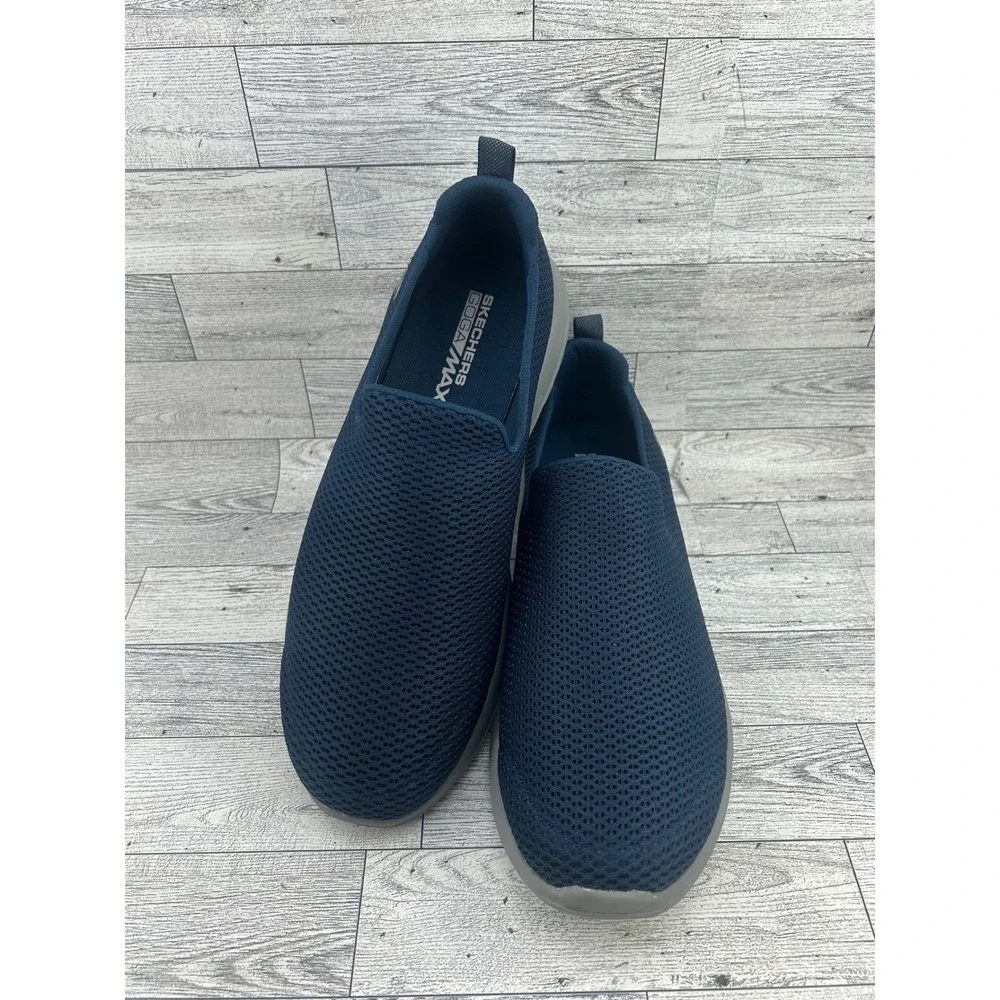 Skechers Go Walk Max Men Navy Grey Slip‎ On Walking Shoes 54600 Size 9.5
