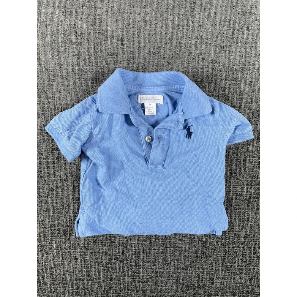 Ralph Lauren Baby Boys Light Blue Short Sleeve Pique Polo Shirt Size 3M