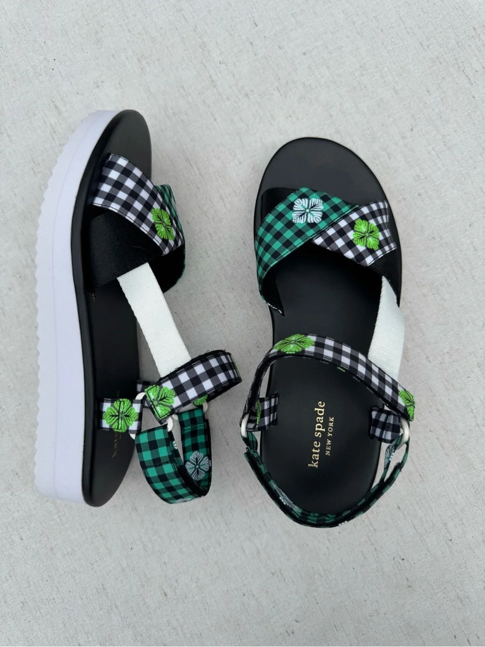 NEW Kate Spade dotty new gingham jacquard sandals