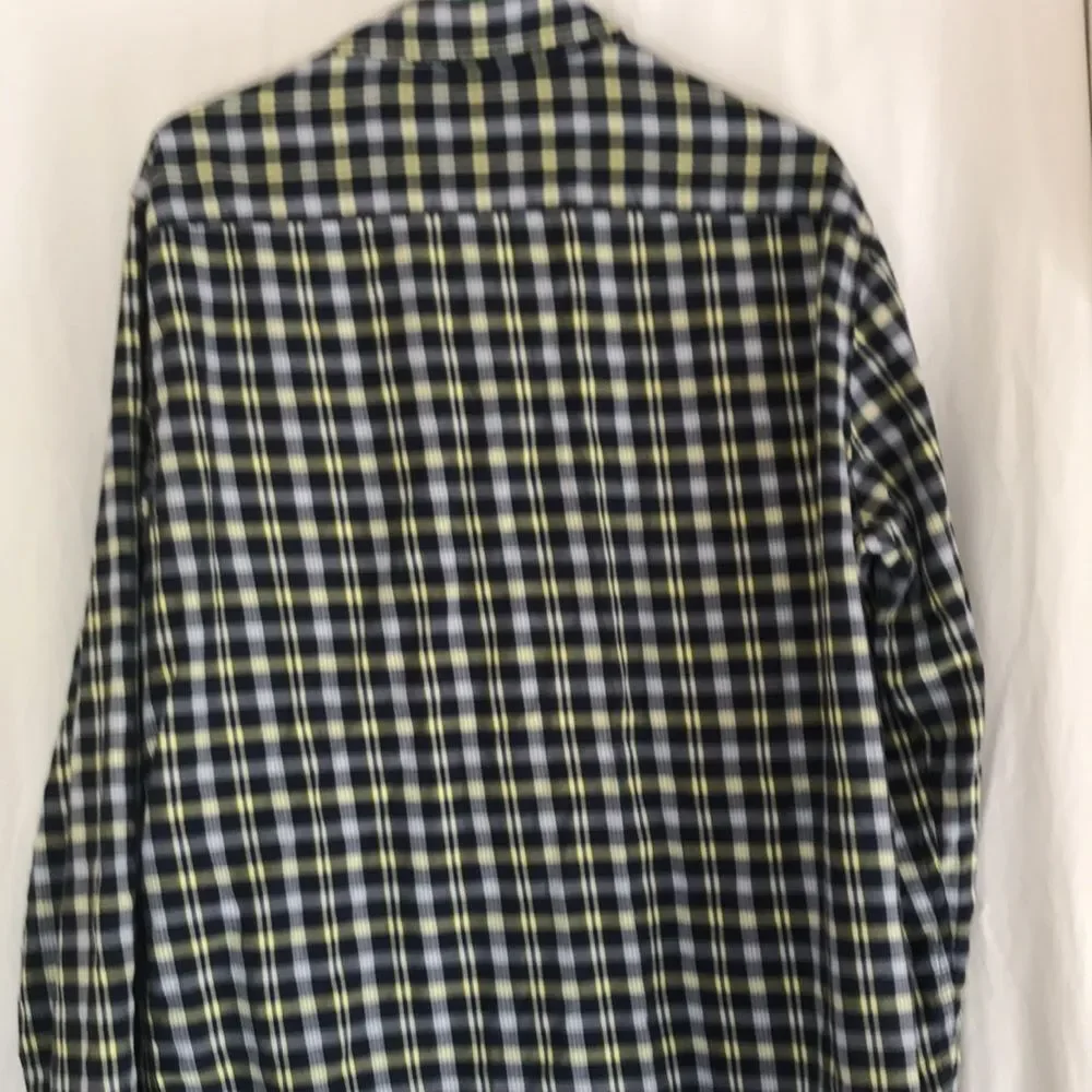 Banana Republic Mens Button Down Slim-Fit Cotton Shirt XL Plaid Business Casual