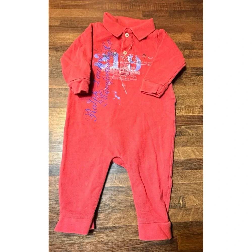 Vintage Ralph Lauren Y2K one piece polo style outfit.  Size 6 months.
