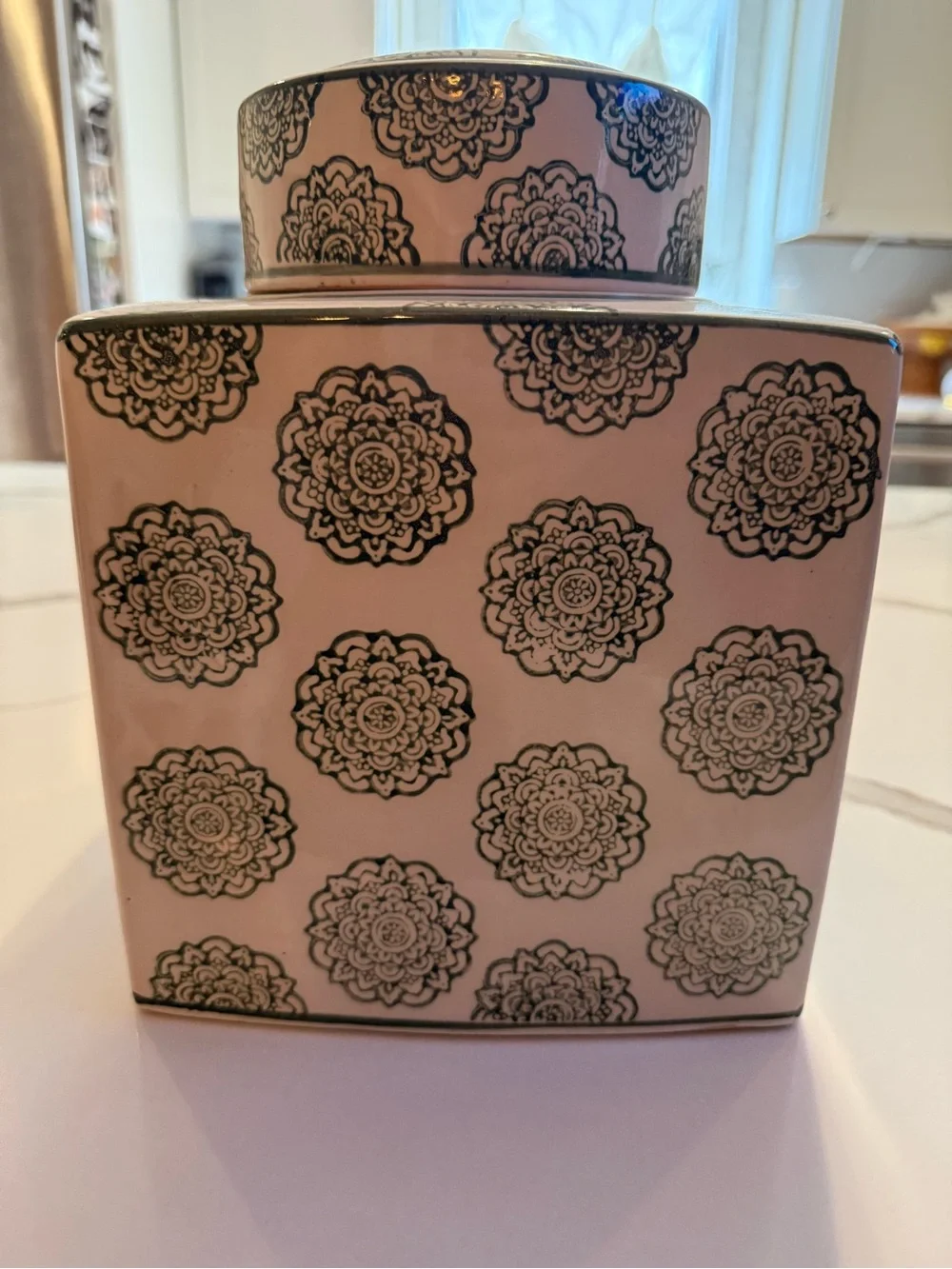 Green & White Ginger Jar