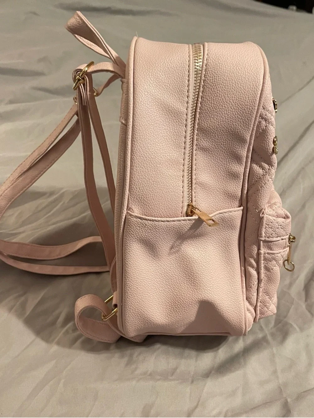 Under One Sky Baby Pink Quilted Mini Backpack Heart Bows and Teddy Bear Charms
