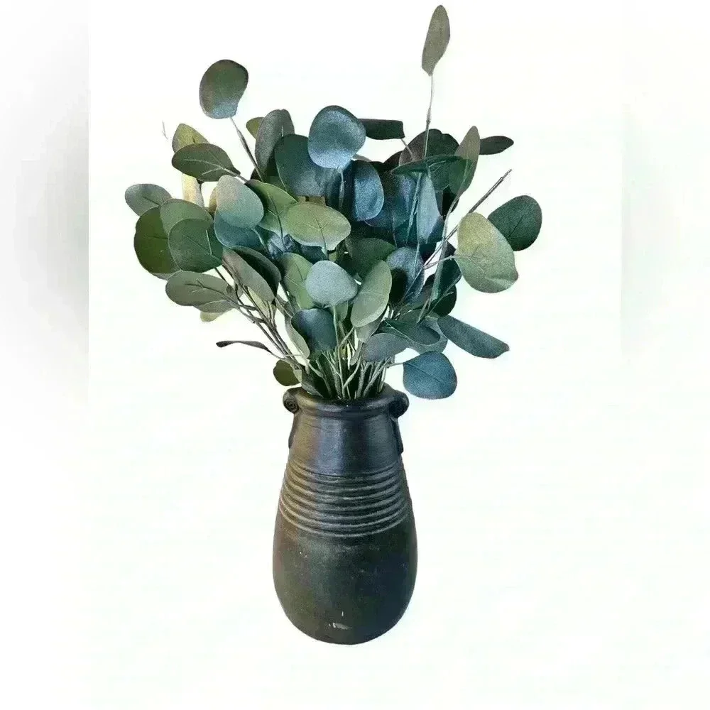 Pier 1 Imports 10” Dark Gray Interior Decorative Vase Rustic Matte Stone