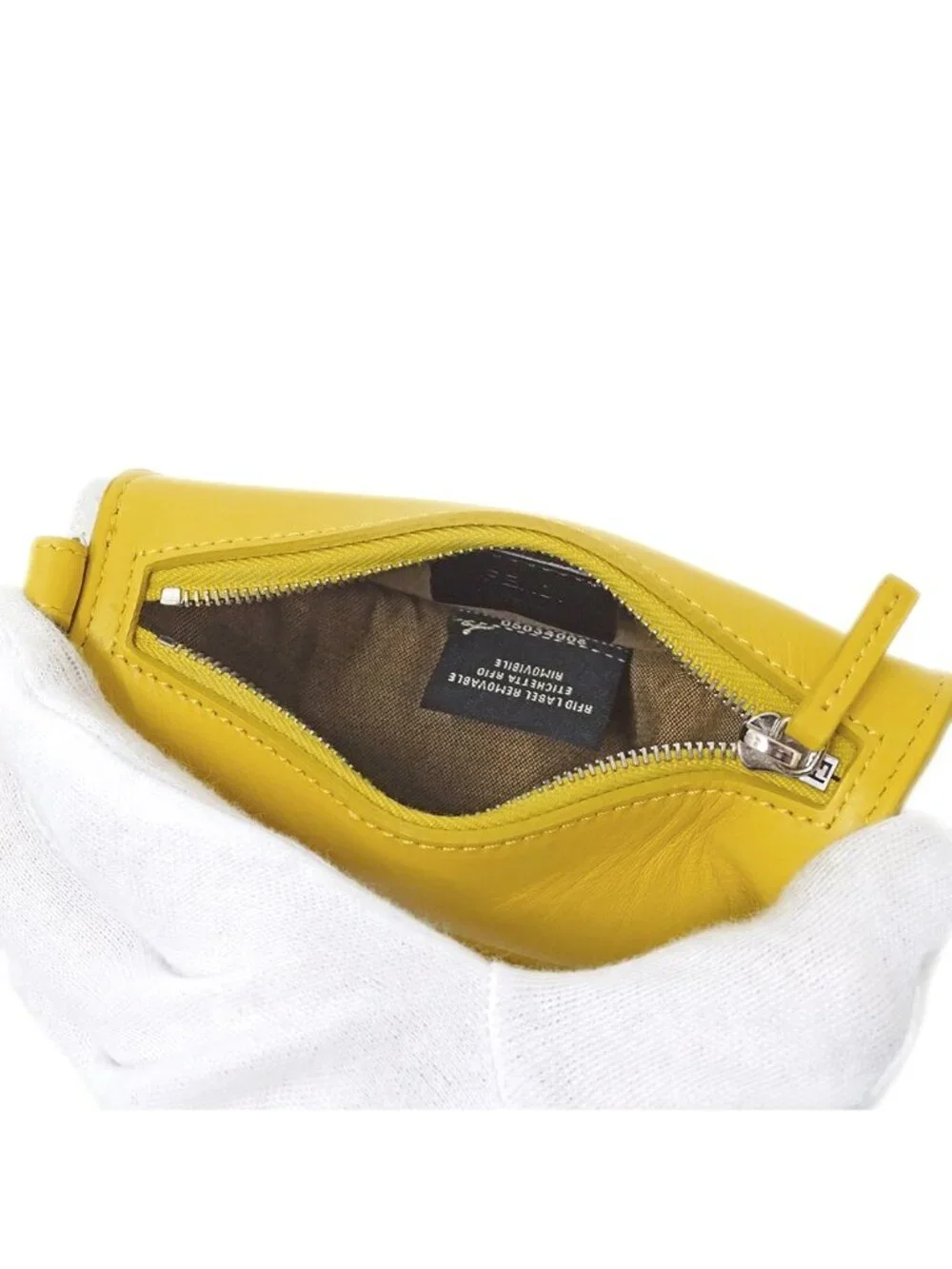 Fendi Pouch Leather Wool Yellow Taco Motif