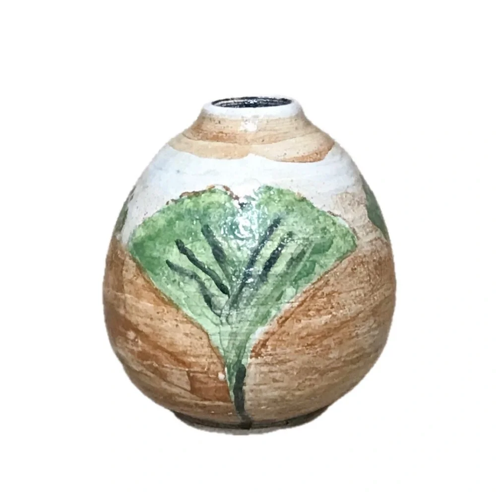 Mini Botanical Bud Vase Hand Painted Art Pottery Goblin Core Boho Nature