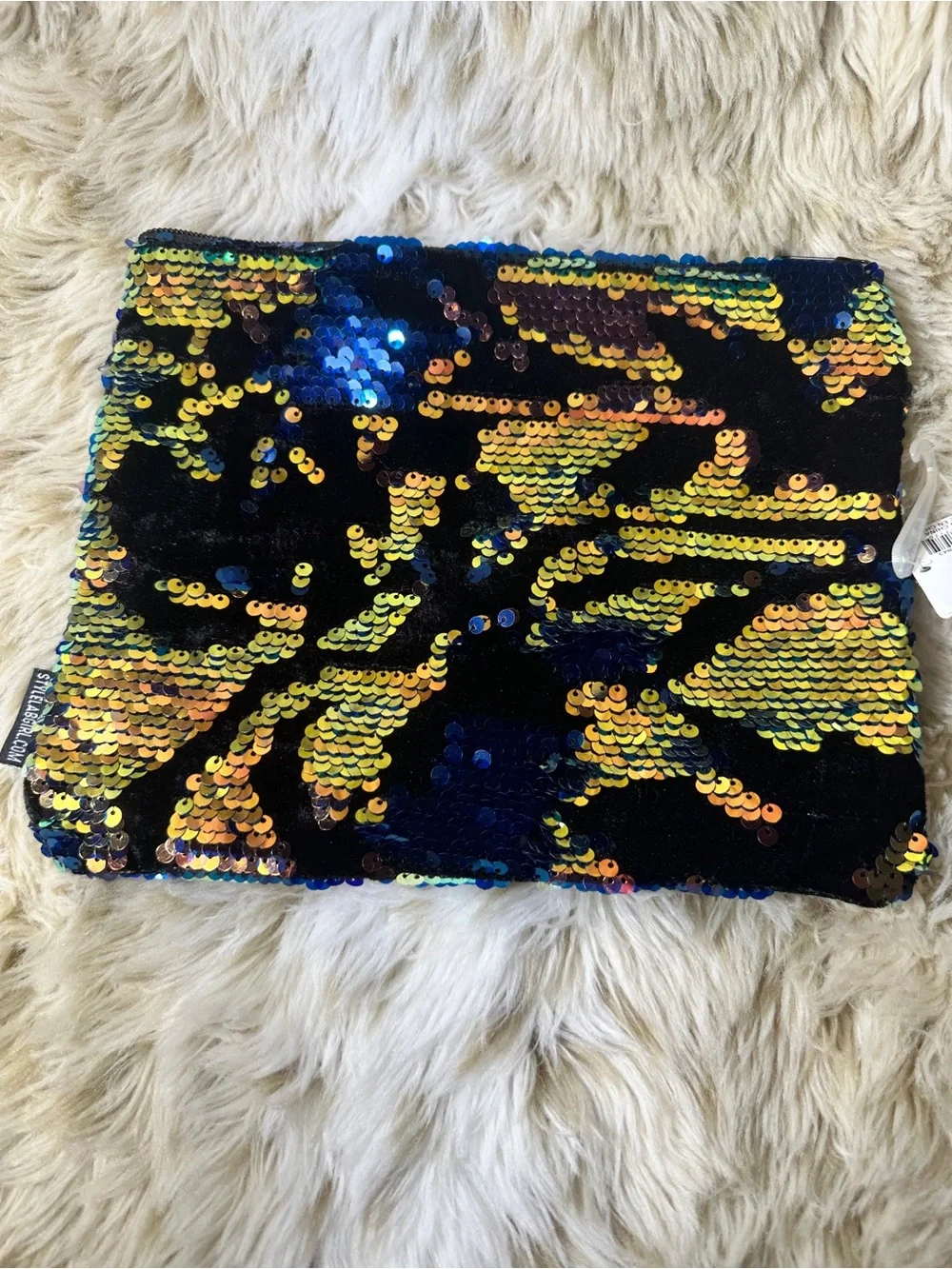 Fashion Angels Style Lab Reversible Sequin Velvet Pouch Bag Gold Blue NWT