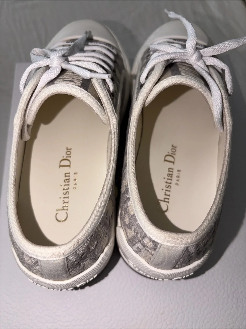 Brand new Walk'n'Dior Platform Sneaker, Stone Gray Oblique Embroidered Cotton