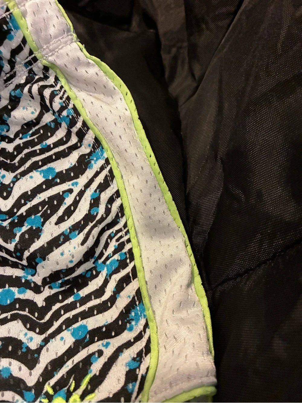 Justice Black & White Zebra Athletic Shorts with Blue and Neon Trim