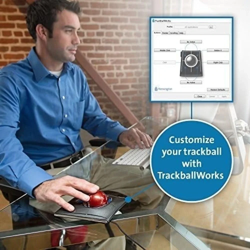 Kensington SlimBlade Trackball Mouse K72327U Wired USB Ergonomic‎ Design – Black