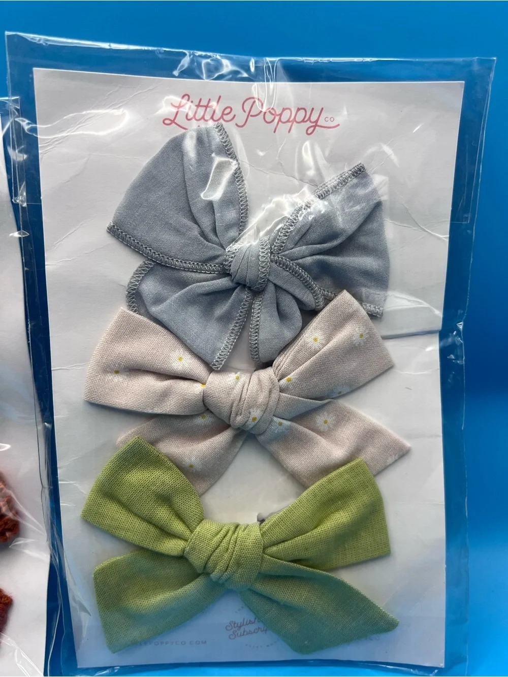 Little Poppy Kids Fabric Hair Bows - Green, Blue, Lavender, Black, Burgundy Set