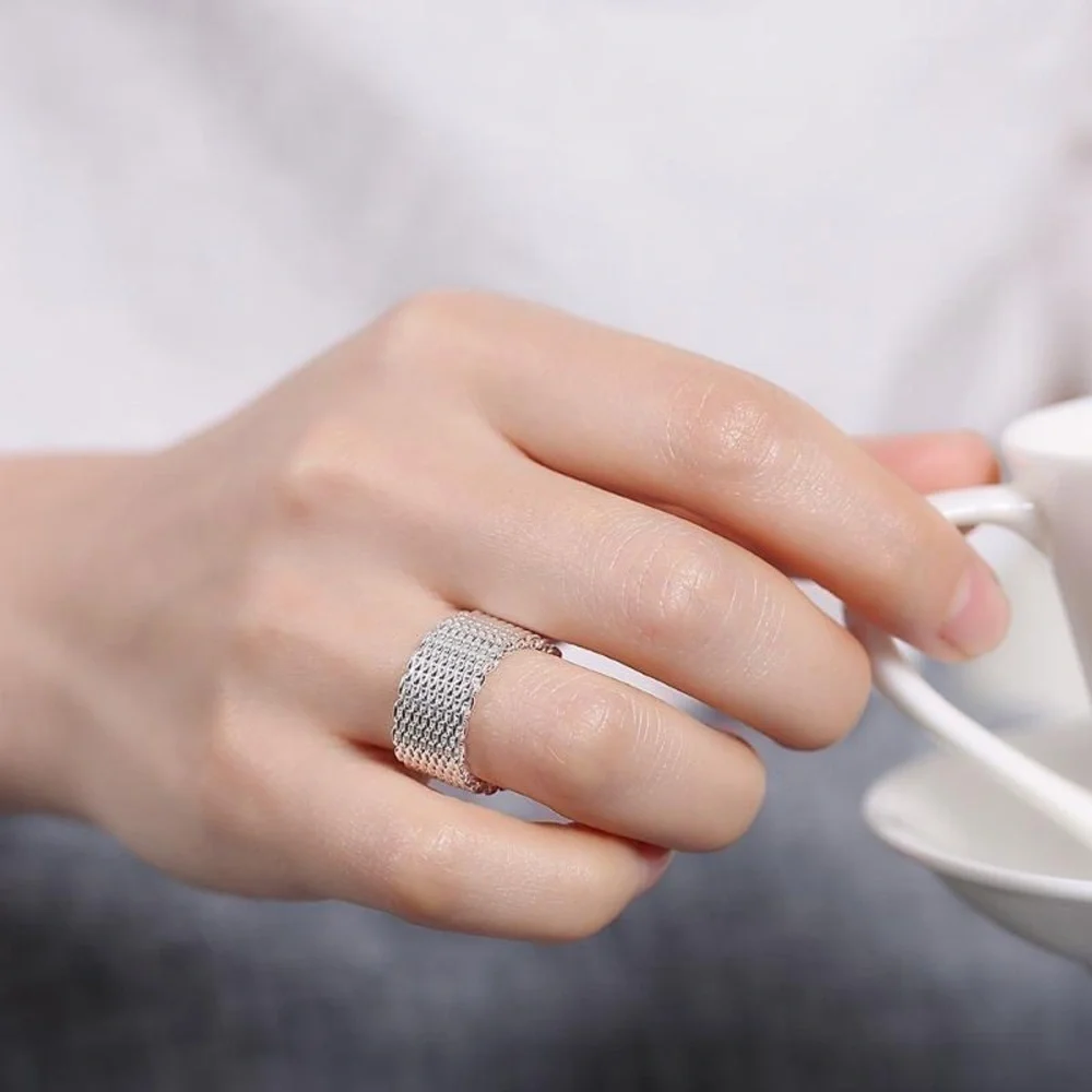 Silver Mesh Ring Size 10