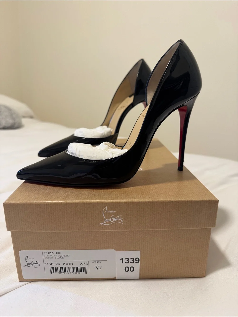 Christian Louboutin Black Patent Stiletto with Red Sole