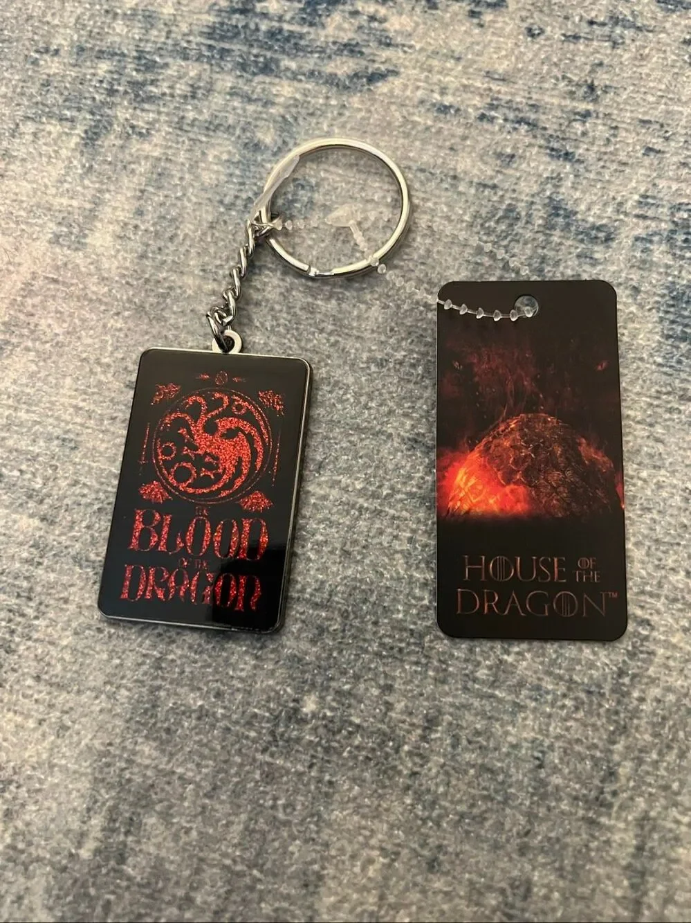 New House of The Dragon Red Black 3 Headed Dragon House Targaryen Keychain