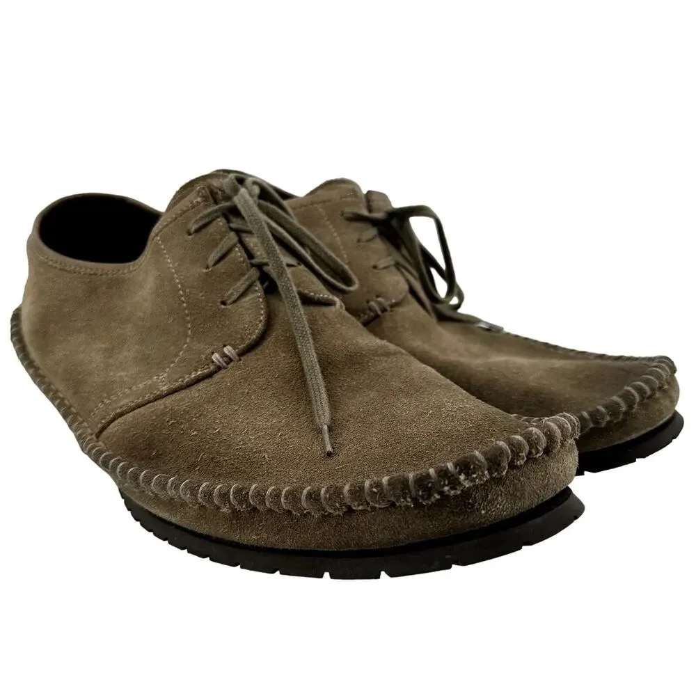 John Varvatos Casual Lace Up Oxford Flat Classic Suede Leather Tan US 13M