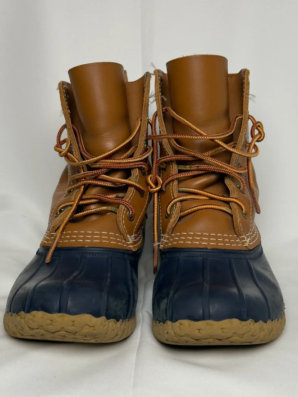 L.L. Bean Men's Brown Leather and Navy Rubber Rain & Snow Boots