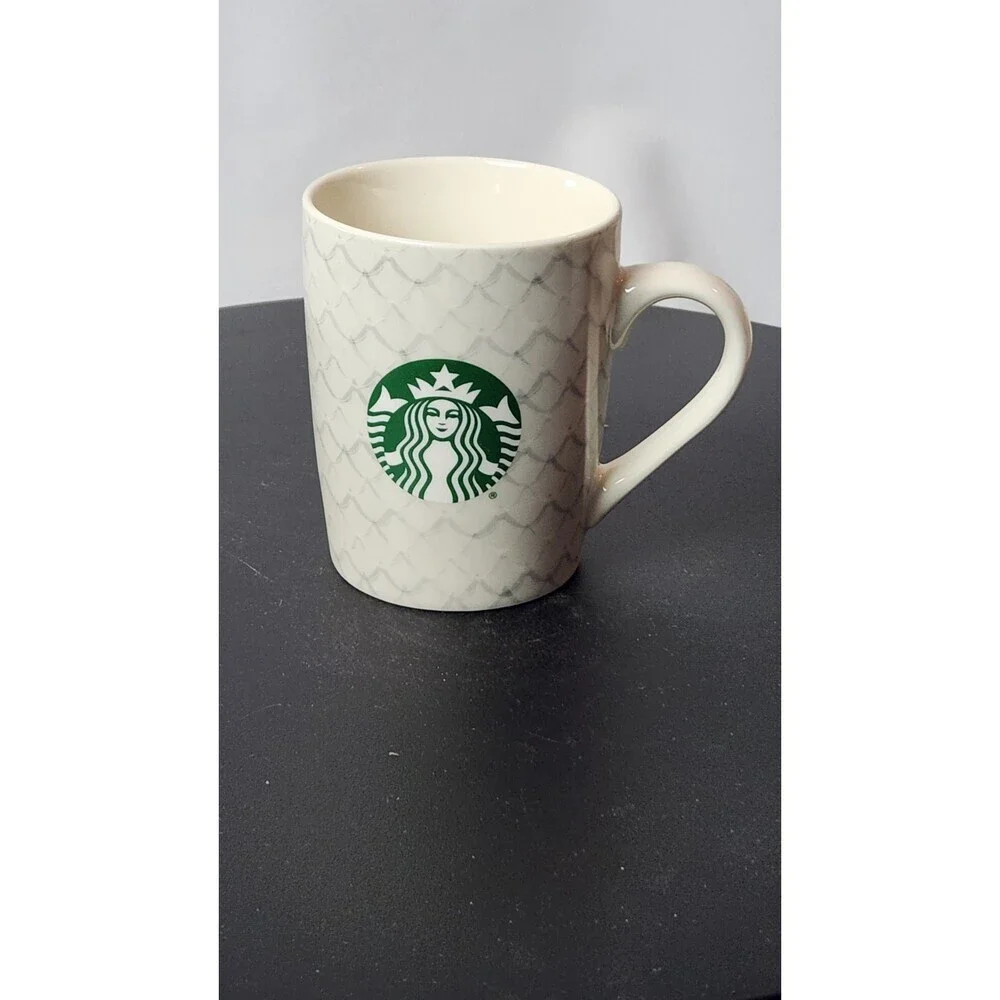 Starbucks 2021 Silver Mermaid Scales Ceramic Coffee Mug 10 oz Tea Cup