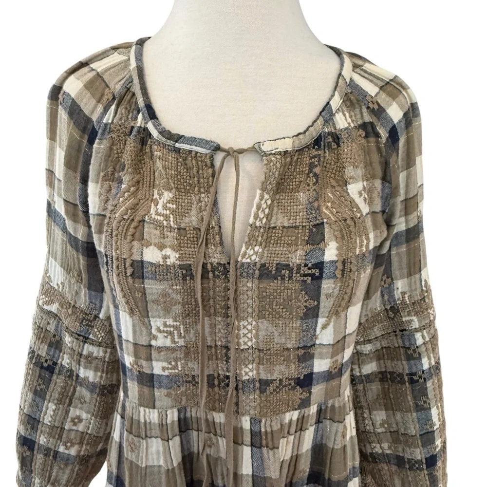 Johnny Was embroidered plaid