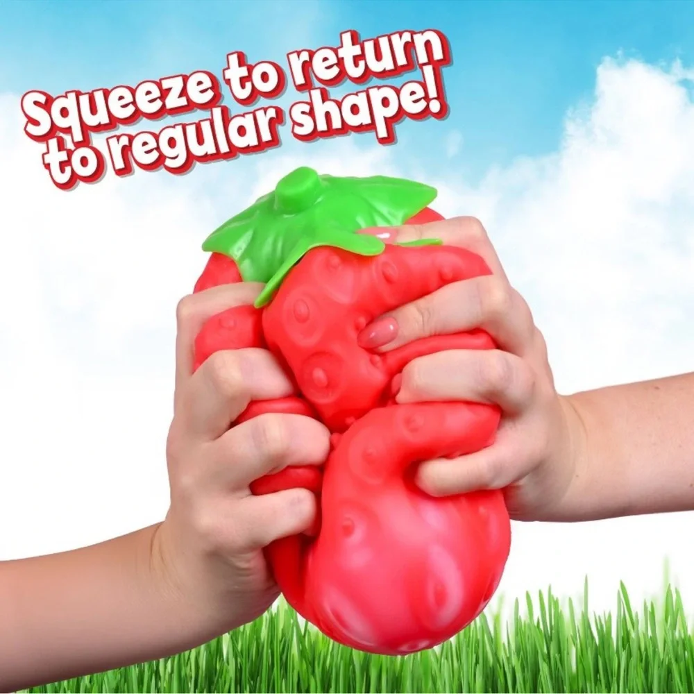 Jumbo SQUEEEZY STRAWBERRY 🍓 Squishy Sensory Fidget Toy Sunny Days NEW