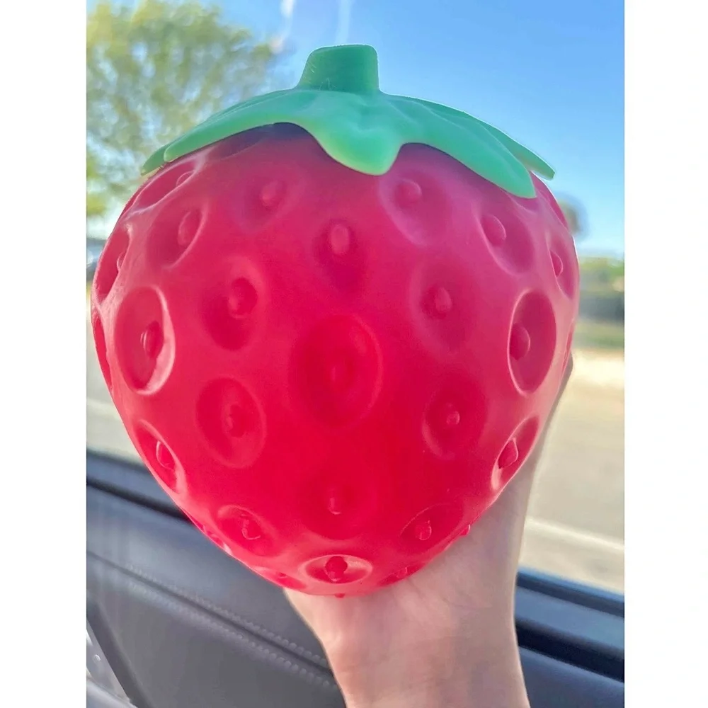 Jumbo SQUEEEZY STRAWBERRY 🍓 Squishy Sensory Fidget Toy Sunny Days NEW