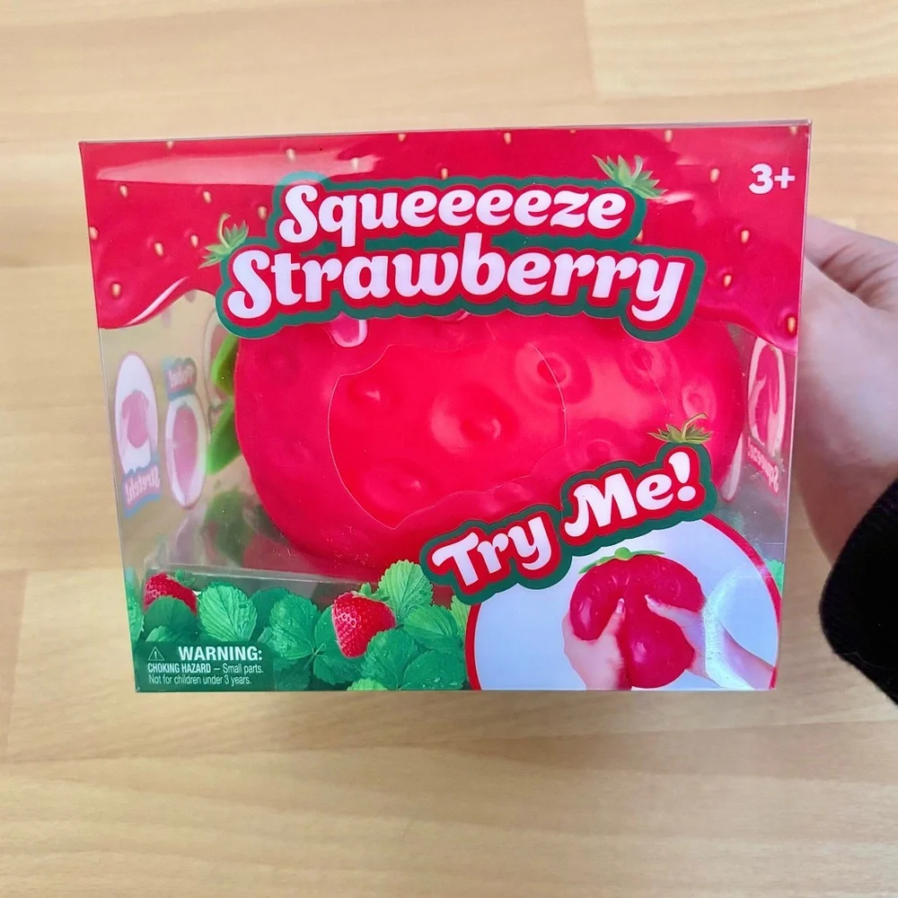 Jumbo SQUEEEZY STRAWBERRY 🍓 Squishy Sensory Fidget Toy Sunny Days NEW