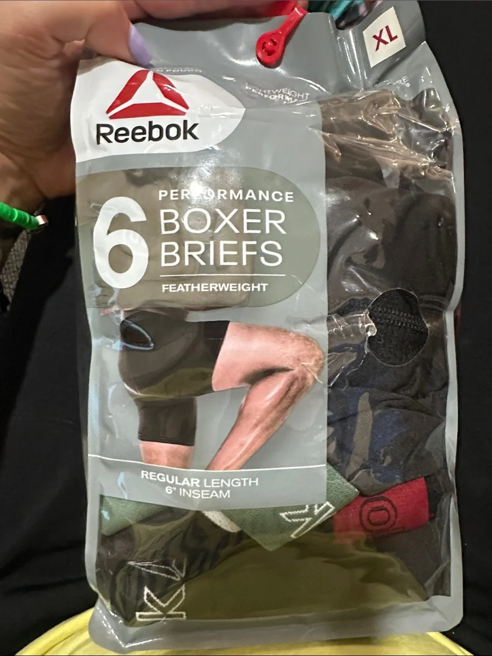 Reebok Men’s Boxer Briefs Pack - Black, Olive Green, Navy & Red Accents