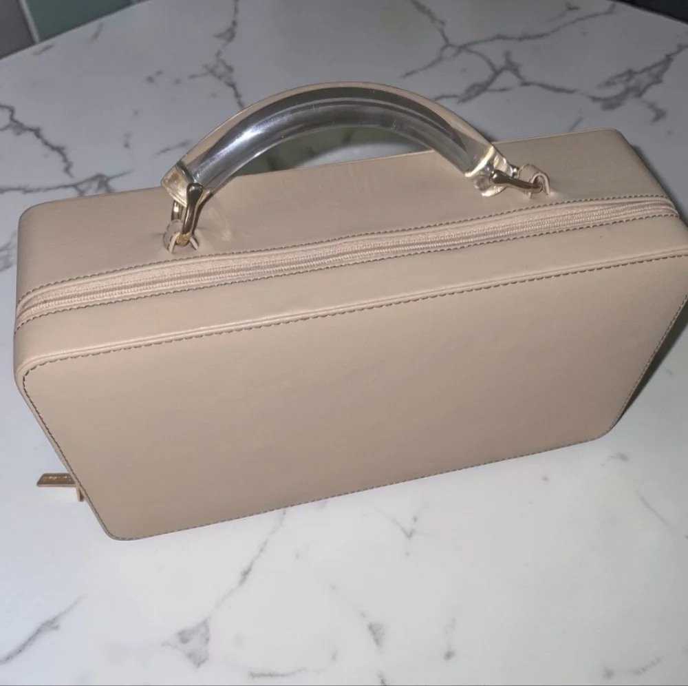 Vintage Estée Lauder Nude Makeup Case Acrylic Handle Retro Vanity Travel Bag