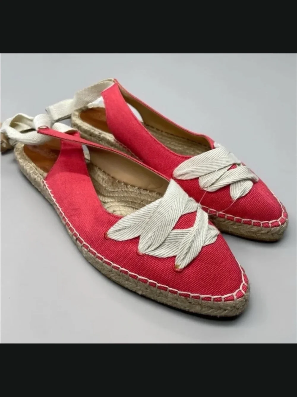NEW J Crew Shoes Womens 9 red brown ballet espadrille flats lace up preppy boho