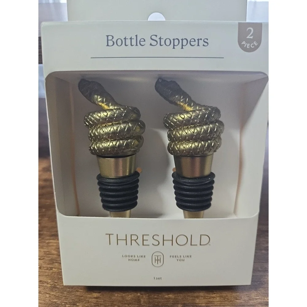 Threshold Gold Snake Bottle Stoppers Set of 2 Wine‎ Bottle Stoppers New in Box