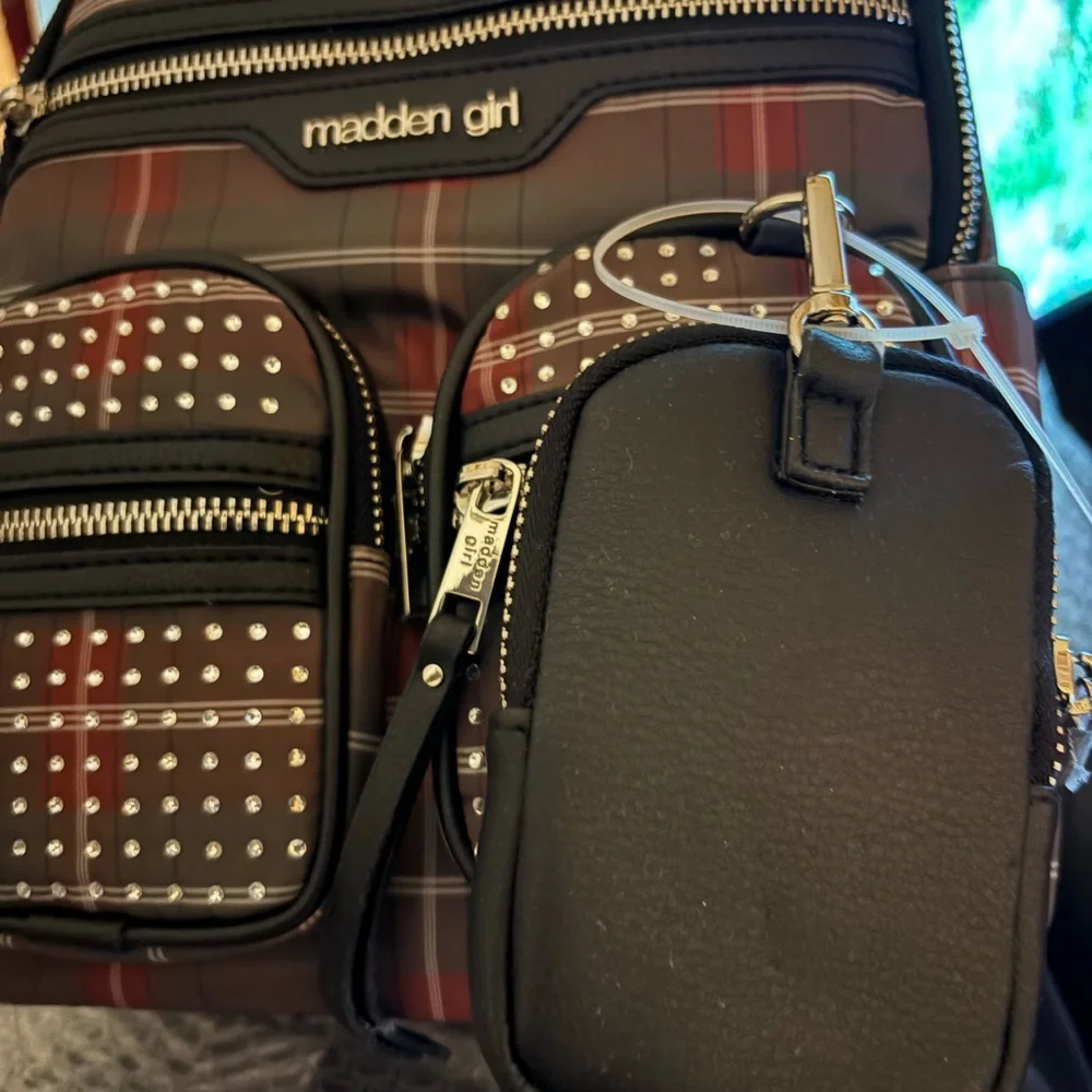 Madden Girl Black and Brown Studded‎ Backpack