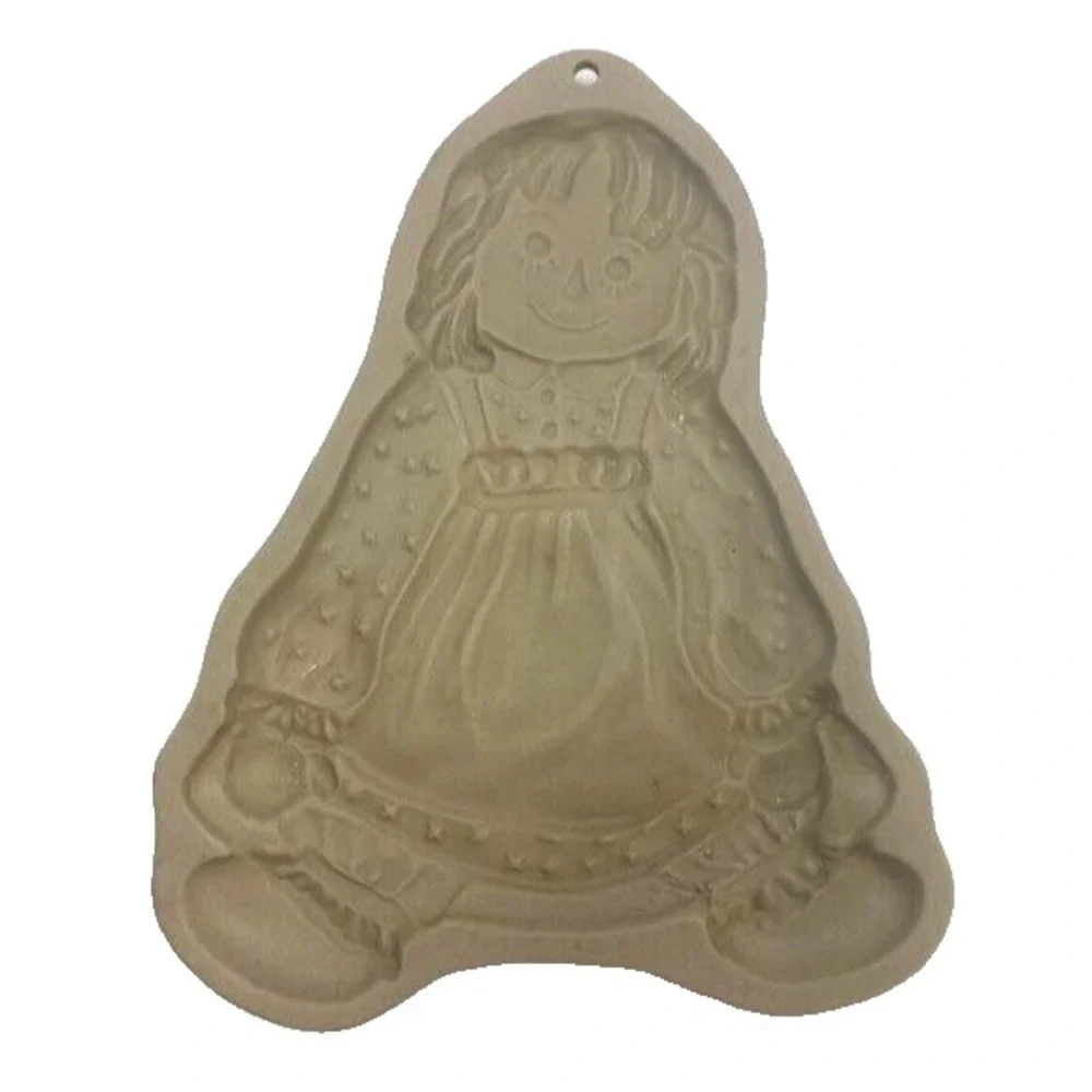 Vtg 1985 Raggedy Ann Brown Bag Cookie Mold Art Hill Design Brown Clay Décor‎ 7in