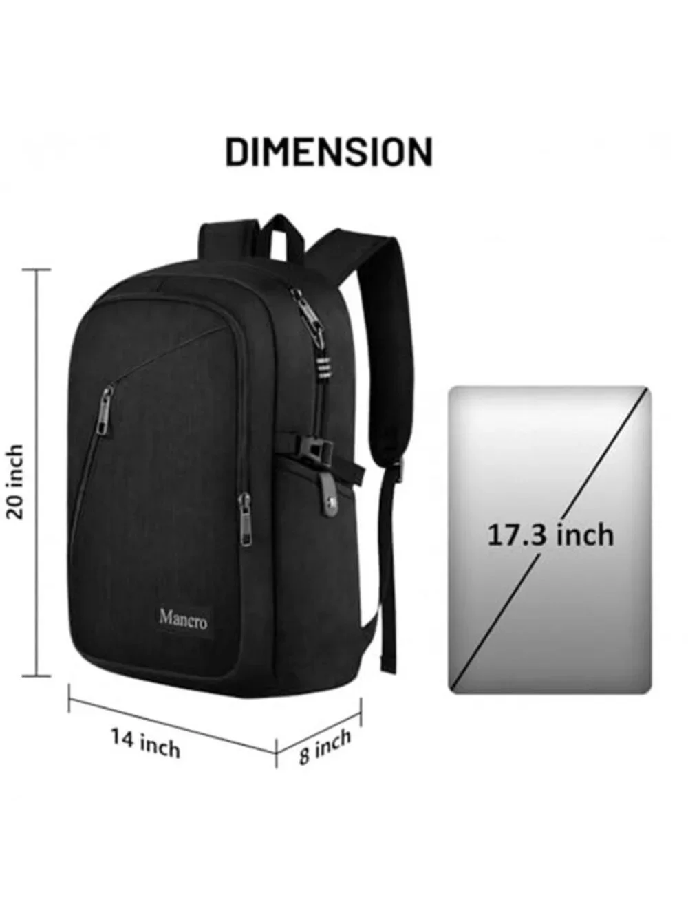 17 Inch Laptop Backpack Anti Theft Travel Backpack School Work Carry On Bag