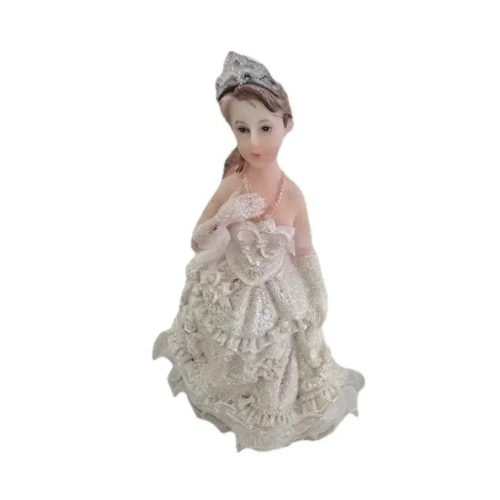 Vintage Quinceanera Cake Topper Figure White Dress Resin 5.5