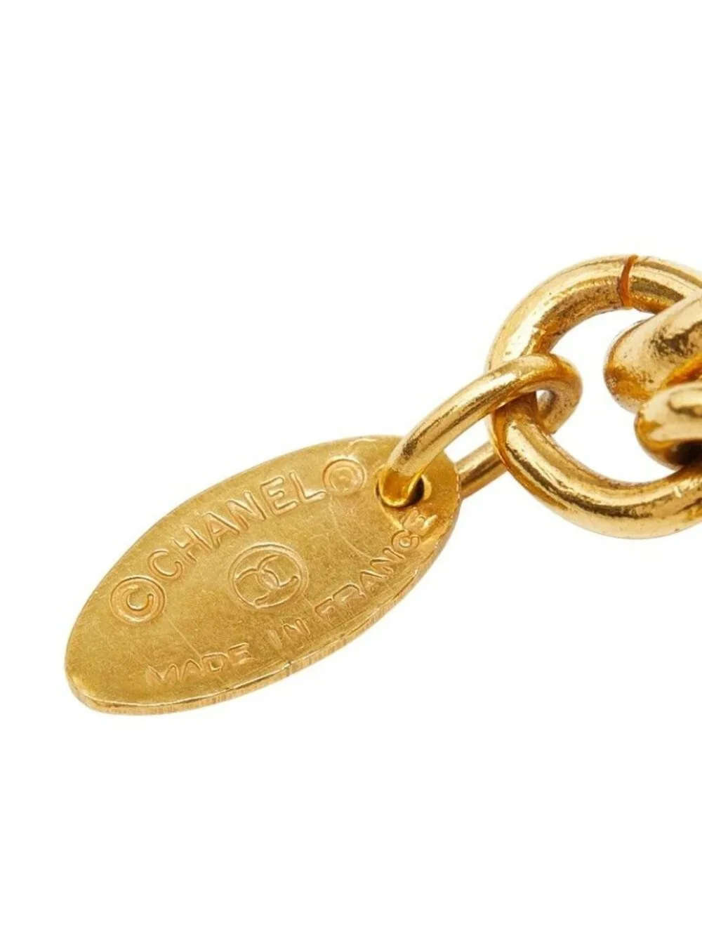 Chanel CC Logo Round Necklace Gold Plated