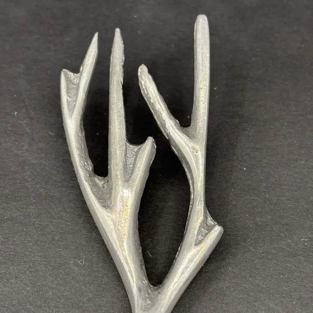 Vintage Aluminum Grey‎ Tree Branch Twigs Serving Set Salad Mixing Spoons