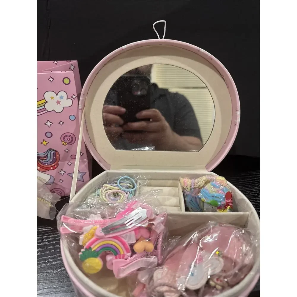 Unicorn Box Hair Accessories Set Hair Ties, Clips &Bow