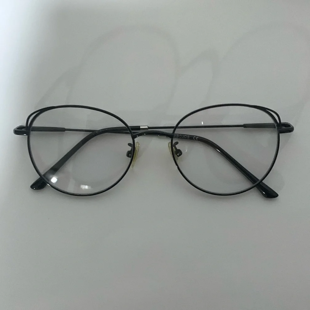 Round Lens Cat Eyes Blue Light UV Blocking Computer Glasses Metal Frame