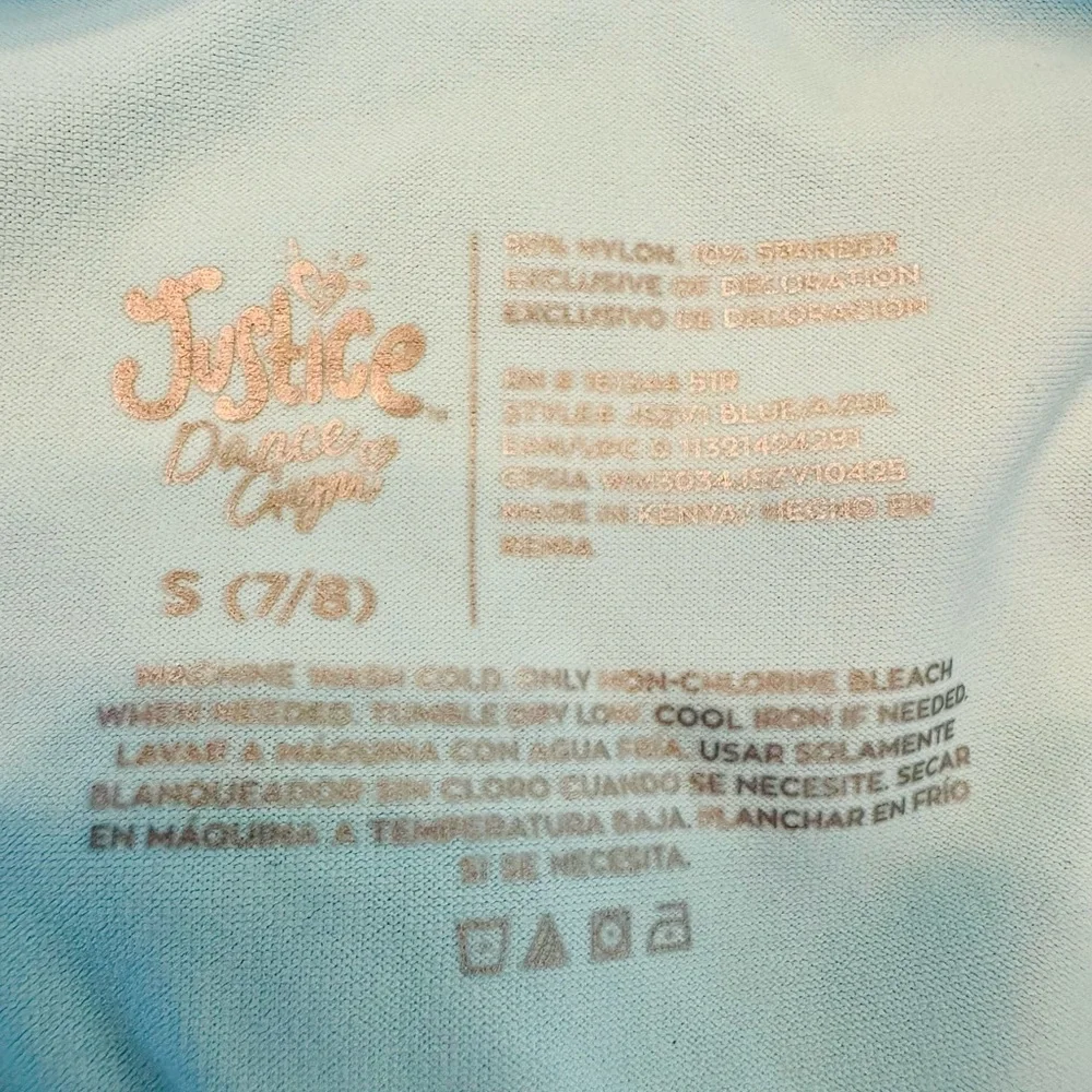 Justice Aqua Blue Girls‎ Leotard Dance/Gym Bodysuit Size 7/8