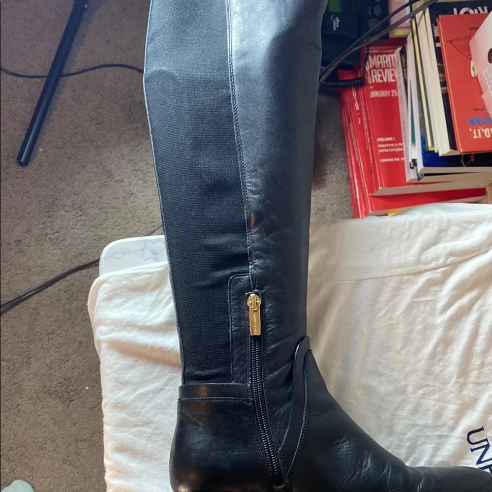Vince Camuto Paterra Black Fashion Rounded Toe Riding Studded Knee Boots