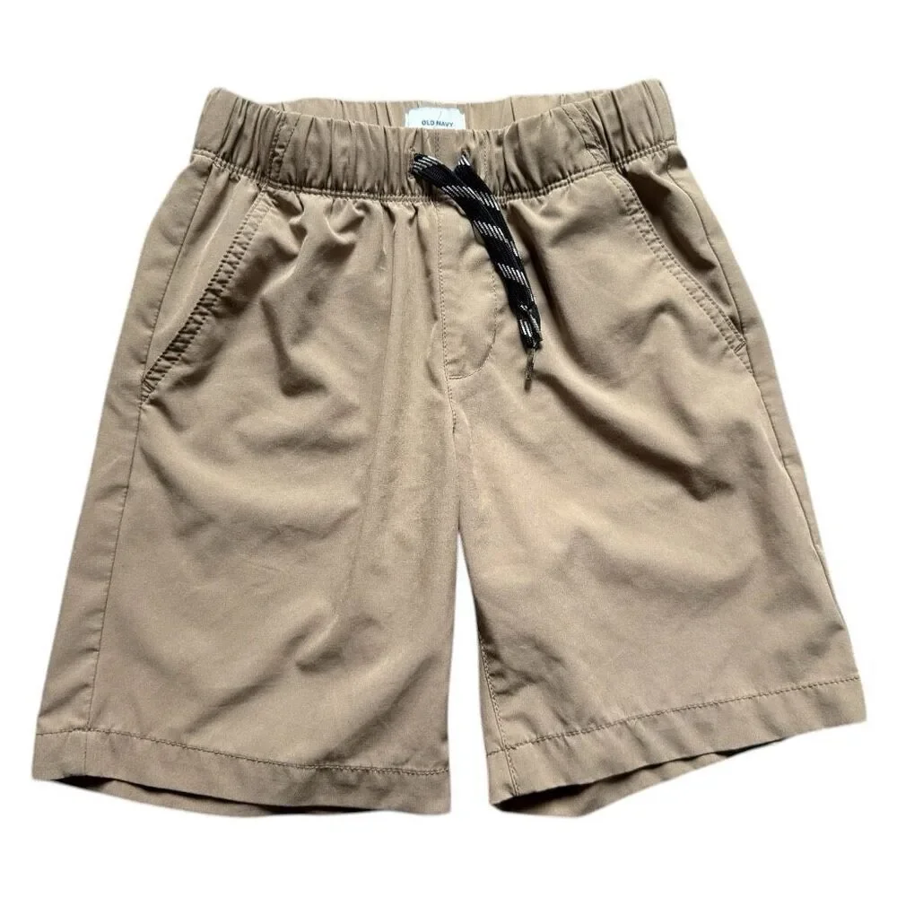 Youth Boys Old Navy Dry-Quick Tech Jogger Drawstring Khaki Shorts - Sz M ( 8 )