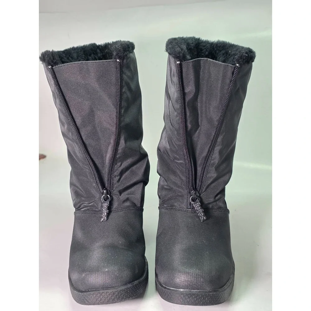 Chromatic By Totes Women's Boots Size‎ 10 M Black Faux Fur Snowflake Zip Shoes