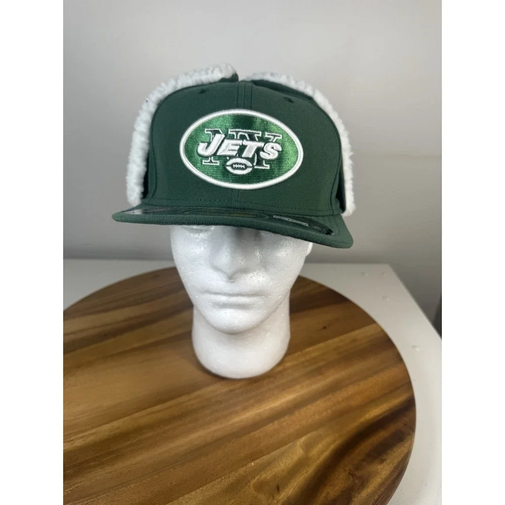 New Era‎ 59Fifty New York Jets Fitted Dog ear Hat Size 7 1/2 Black NFL AFC Cap
