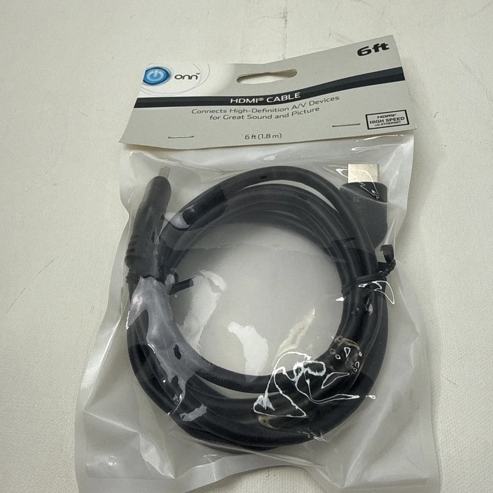 New Sealed ONN 6ft‎ HDMI Cable Black Connects High-Definition A/V Devices