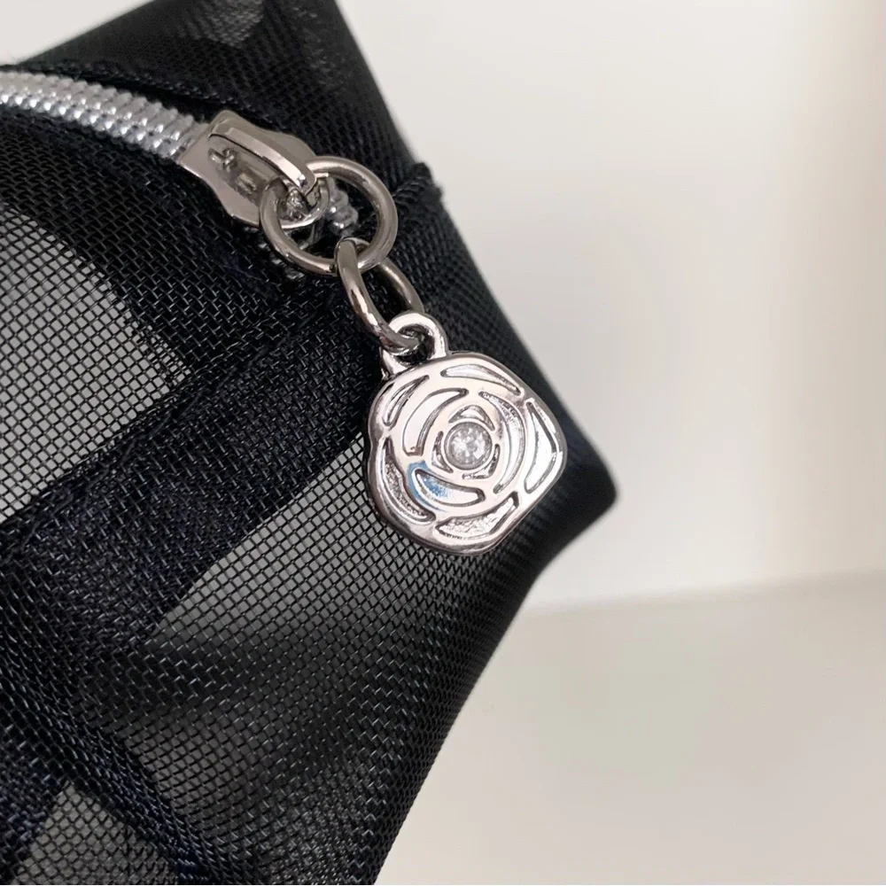 Lancôme black mesh cube zippy pouch