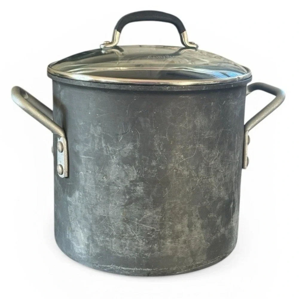 Calphalon 808 8qt Cookware Commercial Anodized Aluminum‎ Stock Pot 310 Lid USA