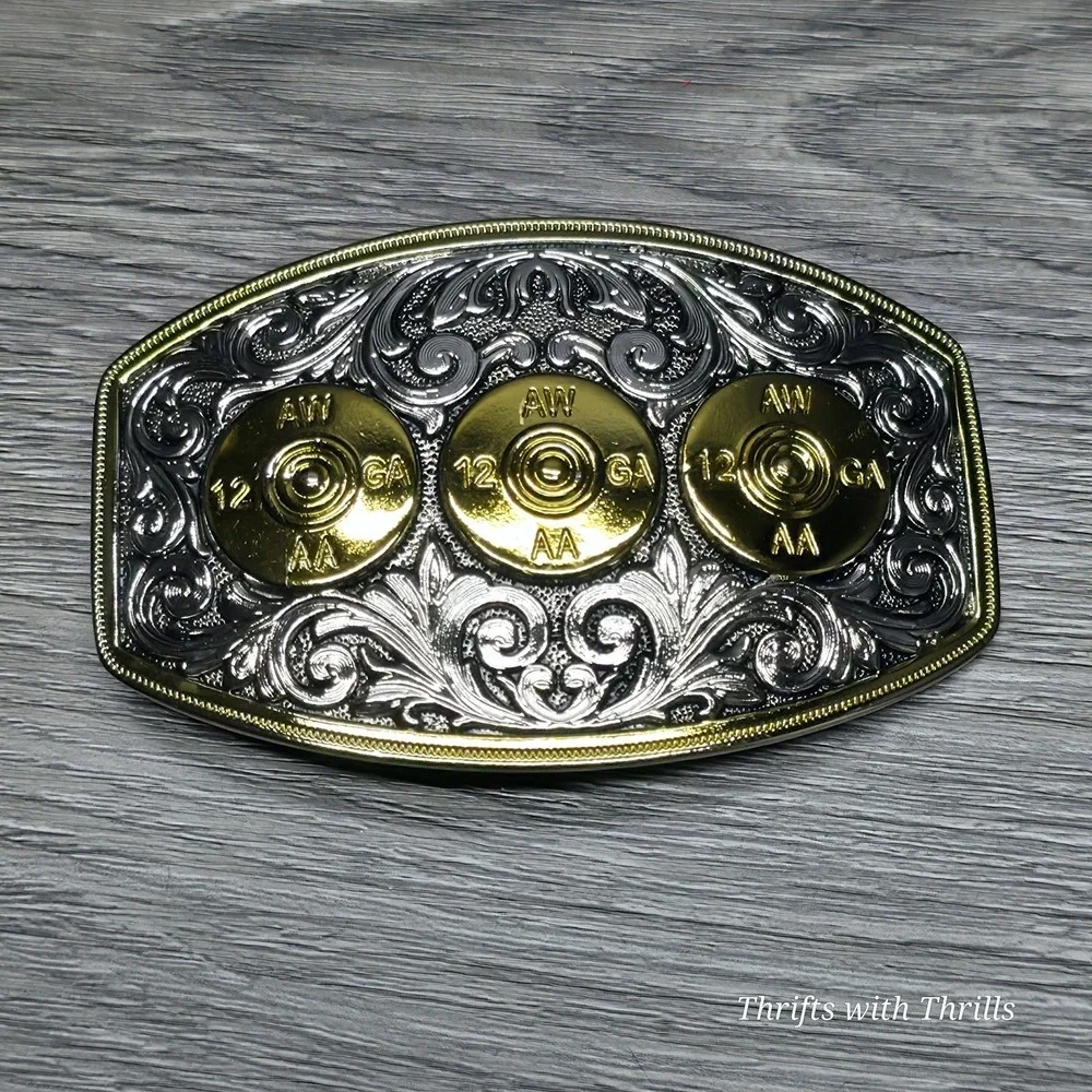 Rare Stainless Steel Belt Buckle - 12 Gauge Shells - Western  AW 12GA AA  - Nice